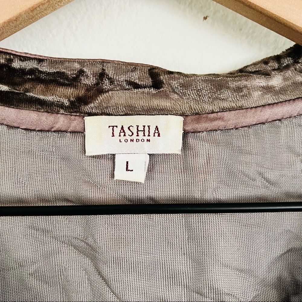 Tashia london V Neck Silk Brown Tunic Top Size Large - Picture 3 of 9